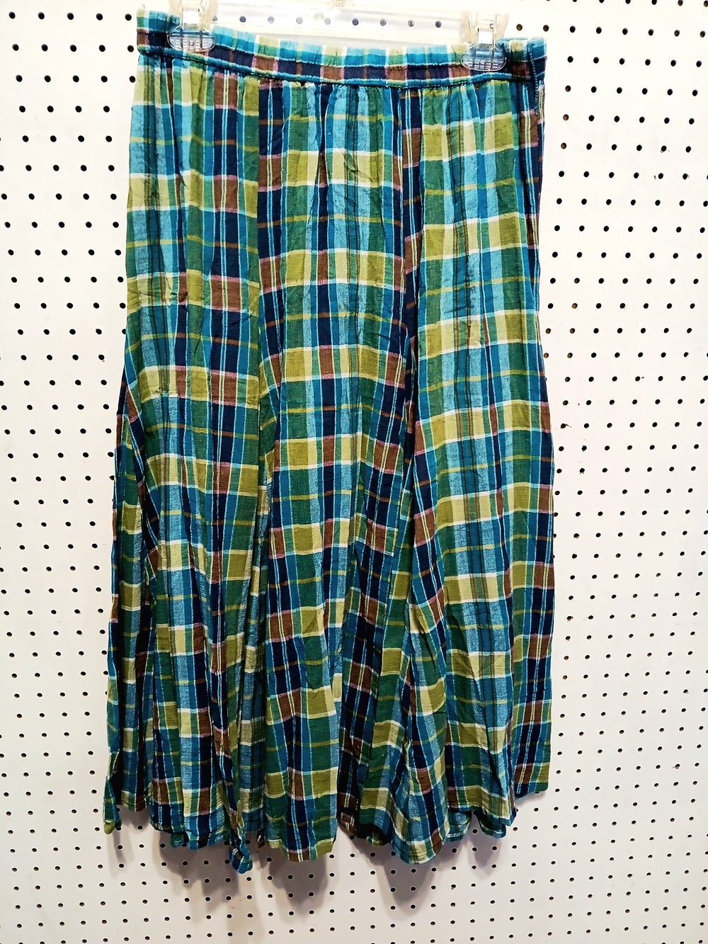 White Stag Plaid Midi Skirt in Teal, Green and Brown - Picture 5 of 12